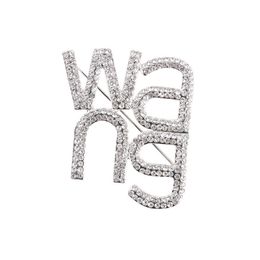 Shiny rhinestone women Wang letter pin brooch trending fashion jewelry brooches 201009