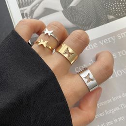 Wedding Rings Trendy Gold Butterfly For Women Men Lover Couple Set Friendship Engagement Open 2022 Jewellery