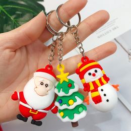 Creative drop glue Christmas key buckle cute cartoon three-dimensional doll Key chain Santa Claus key chain bag Pendant Party Favo T9I00784