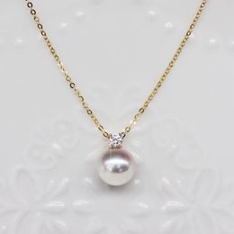 18k Gold Necklace Pendant Fine Jewellery Natural Seawater Pearl For Women Wedding Gift S925 Silver Chain