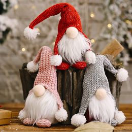 Christmas ornaments new festival decorations forest old man knitted hat standing posture doll faceless doll ornaments T3I51322