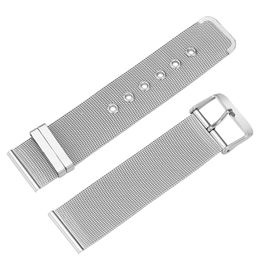 18mm 20mm 22mm Silver Watch Band Mesh Stainless Steel Bracelet Strap with Spring Bars Replacement Bangle Straight Ends