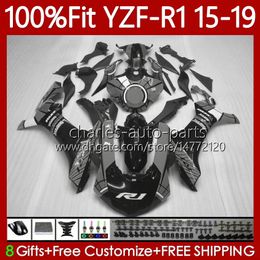 Injection Bodywork For YAMAHA YZF-R1 YZF R 1 1000CC 2015-2019 104No.167 YZF R1 1000 YZF-1000 2015 2016 2017 2018 2019 YZF1000 YZFR1 15 16 17 18 19 OEM Black Grey Fairings