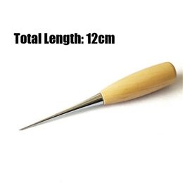 Wooden Handle Awl Leather Canvas Punching Clicker Stitching Sewing Repair Tool