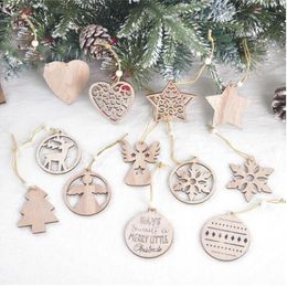 Christmas Wooden Ornament Christmas Snowflake Pendant Laser Carved Wood Hollow Small Pendant Exquisite Christmas Decorations LSK1611