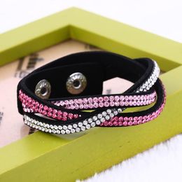 Charm Bracelet for Women Fashion With 6 Layer Rhinestone Couple Gift Wrap Bracelets Slake Crystals Bracelets