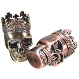 20pcs/lot King Skull Shape Metal Tobacco Grinder Herb Smoke Smoking Grinders Hand Muller Magnetic hand Muller