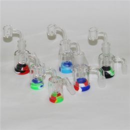 Smoking Classical Glass Ash catchers 14-14mm Reclaim Catcher Adapters with 4mm 14mm male quartz bangers and 5/7ml silicone containers DHL