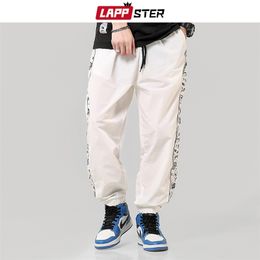 LAPPSTER Men Patchwork Harem Pants Hip Hop Sweatpants Mens Streetwear White Joggers Pants Vintage Track Pants Plus Size INS 201110