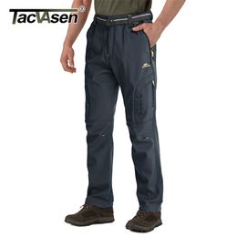 TACVASEN Winter Softshell Pants Men Thicken Thermal Fleeced Pants Windproof Waterproof Multi-Pockets Hike Snow Shoot Trousers LJ201104