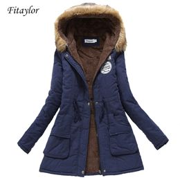new winter military coats women cotton wadded hooded jacket medium-long casual parka thickness plus size XXXL quilt snow outwear 201210