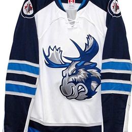 RERA Men real Full embroidery Manitoba Moose CCM Men Premier ALL Embroidery HOCKEY Jersey or custom any name or number Jersey