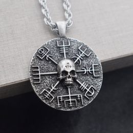 Chains SanLan 12pcs Norse Vikings Gear Vegvisir With Skull Necklace Amulet1