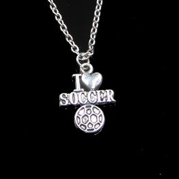 Fashion 22*16mm I Love Soccer Pendant Necklace Link Chain For Female Choker Necklace Creative Jewellery party Gift