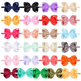 25 Colors Baby Girls Bowknot Headband Pure Color Bow Nylon Stretch Hairband Children'S Hair Accessories