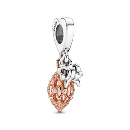 Designer-Schmuck passt zu Pandora-Armbändern, Perlen, zweifarbig, Weihnachtsornament, baumelnd, 925er Silber, Liebesarmbänder, Perlen, Schmuckkette, Charm-Perlen für Damen
