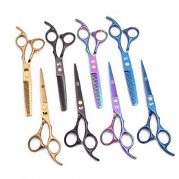 2022 6 Inch Multicolor Hair Scissors Cutting Thinning Shears Professional Human High Quality Haircut Barbershop