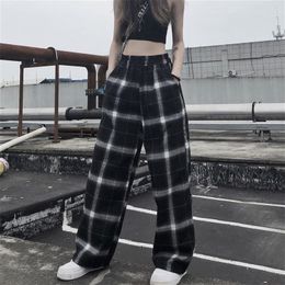 Women Loose Bf Pants Polyester Casual Flat High Straight Leg Jogger Punk Trousers Dropshipping Pockets Sweatpants Clothes Gothic 201031