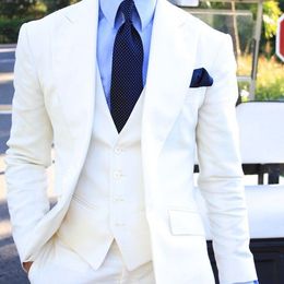 New Arrival Groomsmen Peak Lapel Groom Tuxedos One Button Men Suits Wedding/Prom/Dinner Best Man Blazer ( Jacket+Pants+Tie+Vest ) K897
