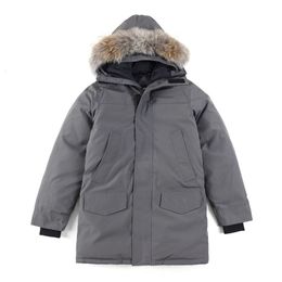 Canada Designer Designer Uomo Piumini White Duck Frangivento Uomo Parka Colletto della giacca Winter Puffer Vera pelliccia di lupo Cappotto Arctic Hood Trim Doudoune