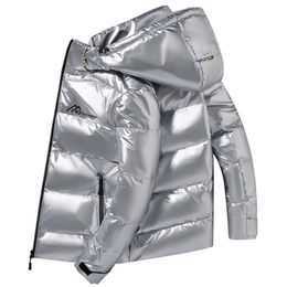 Shiny Fabric Down Jacket Men NewHooded Top Quality White Duck Thick Winter Warm Parka Waterproof Plus size 4XL 201126