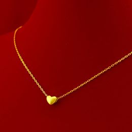 Fashion Korean 14K Gold Necklace for Women Wedding Engagement Jewellery Matte Little Love Heart Pendant Necklace Chain Chocker Q0531