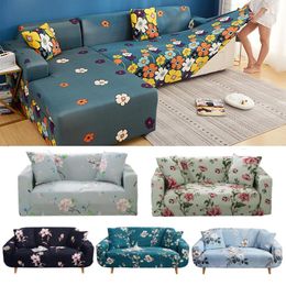 Armchair corner adjustable sofa covers for living room 2 and 3 places Flower couch Sofa chaise cover lounge with peninsula LJ201216