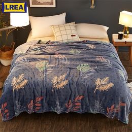 LREA High quality throw coral fleece blanket on the bed soft winter for sofa warm bedspread 4 sizes 201222