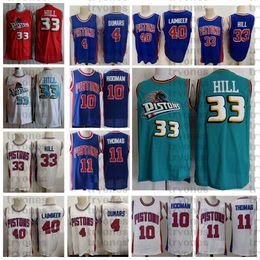 NCAA Vintage 33 Grant Hill 10 Dennis Rodman 11 Isiah Thomas 40 Bill Laimbeer 4 Joe Dumars Basketball Jersey College Stitched Shirts