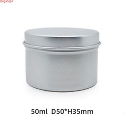 50ml Refillable Aluminium Tin Pots Aromatherapy Candle Jar Lip Balm Wax Containers Portable Lightweight Round 50pcs/lotgood quantity