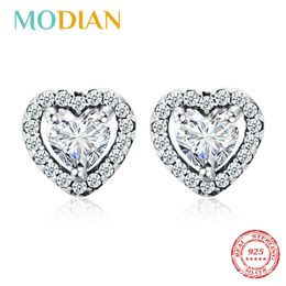 Heart Fashion Stud Earrings 925 Sterling Silver Clear for Women Charm Wedding Statement Fine Jewellery