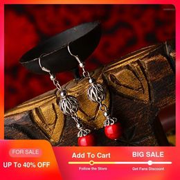 Dangle & Chandelier Ethnic Drop Earrings Hanging For Women Red Natural Stone Ball Zinc Alloy Pumpkin Hook Style Vintage Simple Jewellery 20211
