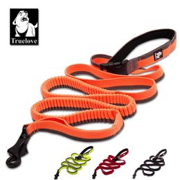 Truelove Dog Running Bungee Leash Hand-held Waistworn Adjustable Nylon Elastic Retractable Dog Leads for Running Jogging Walking LJ201113