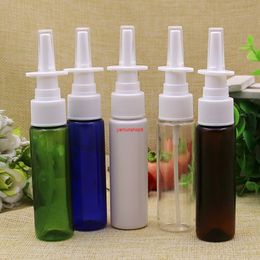 50pcs/lot 30ml Colourful nasal spray bottle of medical PET plastic small Spray Refillable Bottlesgood package