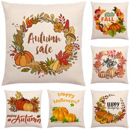 45X45cm Happy Thanksgiving Day Pillow Case Decor Pumpkin Festival Linen Pillowcase Give Thanks Sofa Throw Home Car Cushion Covers
