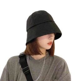 Summer Sun Hats For Women Korean Foldable Black Bucket Hat New bell-shaped Fisherman Hat Fashion Casual Bucket Cap G220311