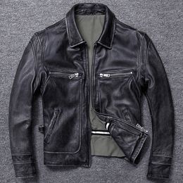 Free shipping.sales gift Brand new men cowhide coat.winter warm men's genuine Leather jacket.vintage style man leather clothes 201119
