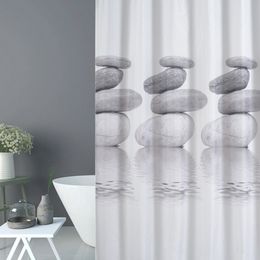 Pebble 3D Print Waterproof Bathroom Curtain Real Thicken Coating Process Shower Curtain High Quality Fabrics Shower Decoration Y200108