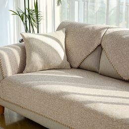 Modern Home Decor Linen Woven Non-slip Case Pure Color Towel For Living Room Couch Seater Sofa Cover 201123