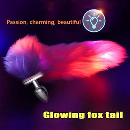 Illuminate Fox Tail Stainless Steel/silicone Detachable Anal Dilator Man/women Buttplug Long Plug Stimulation Sex Toy. Y200422
