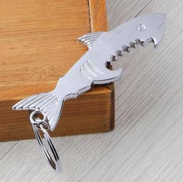 Bottle Opener Keychain Gift Shark Customised Shark Shaped Zinc Alloy Beer Bottles Opener Keychain Women Men Key Rings Kitchen Tools ZZC3906