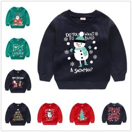 Hoodies & Sweatshirts Baby Boy Sweatshirt Snowman Christmas Cotton Sweater For Boys Pullover Girls Tops X'mas Costumes Outfits Jumpers