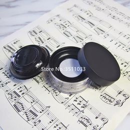 10PCS Clear Empty Plastic Loose Powder Compact Case With Sifter Cosmetic Container Puff Brush Black Lid