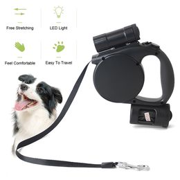 Retractable Dog Leash 4. with LED Flashlight And Garbage Bag Durable Nylon Dog leashes For Small Medium Dogs LJ201112