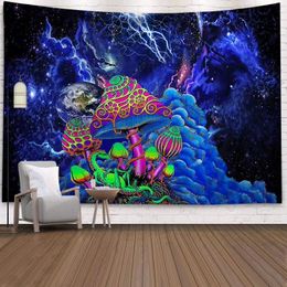 Space Mushroom Forest Castle Tapestry Fairytale Trippy Colourful Dragon Wall Hanging Tapestry for Home Deco Tapestry Mandala LJ201128