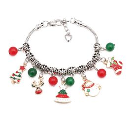 -le donne alla moda lega aragosta fai da te perline di collegamento della catena Chiusura serpente fascino di Natale braccialetto braccialetto con charms di stoccaggio renne pupazzo di neve