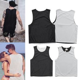Fashion Mens Tops Breathable Solid Colour Vest Loose Casual Letter Print Tank Outdoor Sports Street Wear