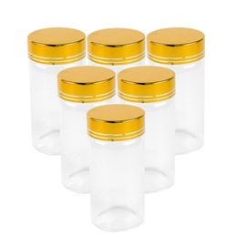 6pcs 50ml 80ml 100ml 150ml Glass Bottles with Gold Silver Screw Cover Food Grade High Quality Jars Storage Gift Crafts