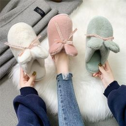 COOTELILI Women Home Slippers Round Toe With Faux Fur Fashion Winter Shoes Keep Warm Woman Rabbit Ears Decoration Slip On 36-41 Y201026