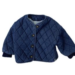 New Baby Girls Boys Thicken Warm Denim Coat Autumn Winter Cotton Long Sleeve Kids Jacket Outerwear 0-24M 201030
